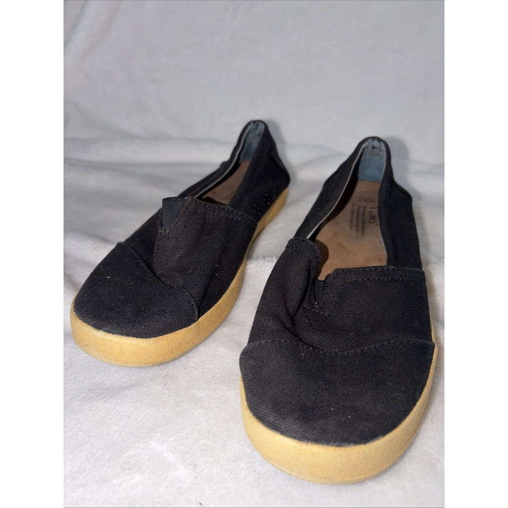 Tom's Women's Classics Canvas Flats Size US 6.5 Black Comfortable Everyday GUC